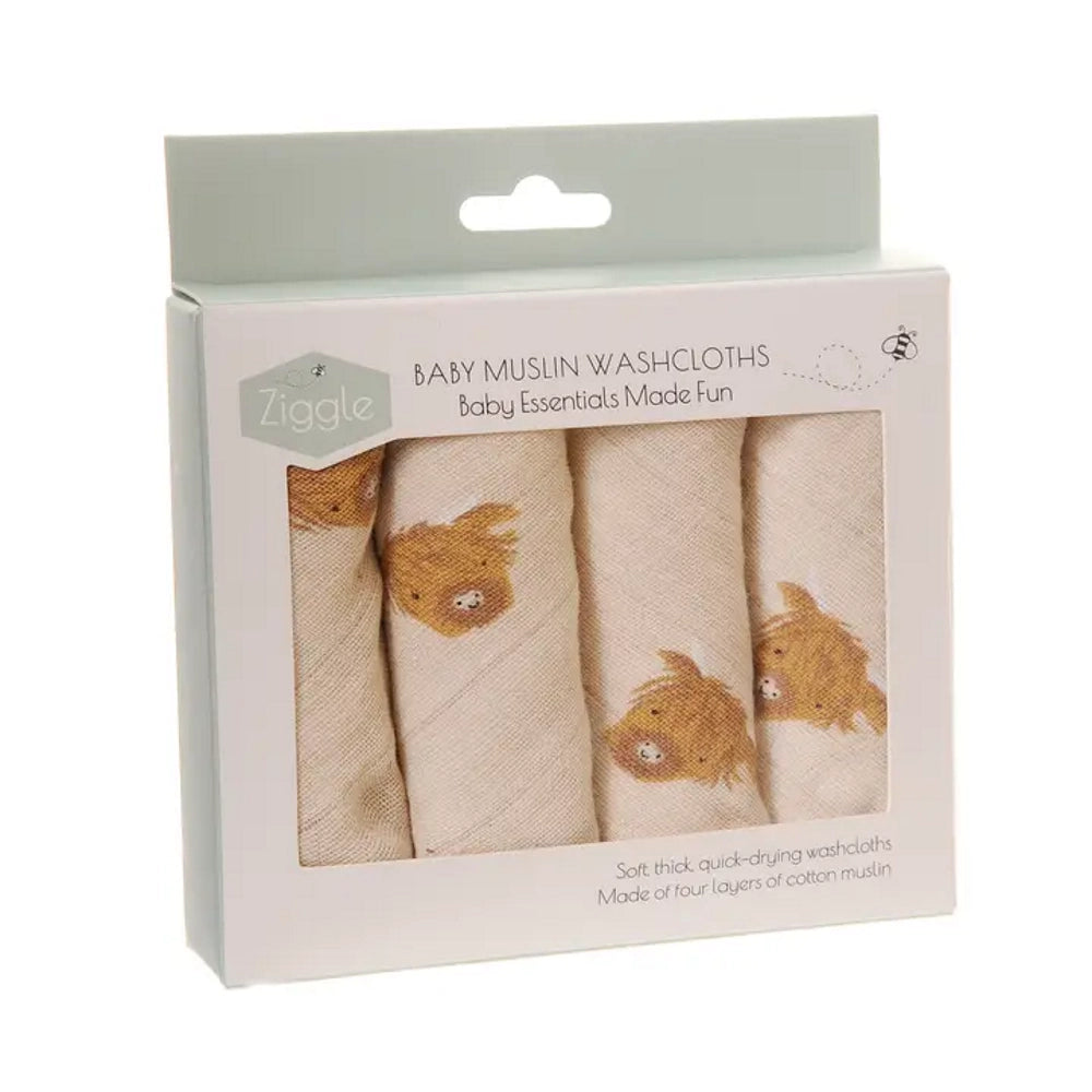 Highland Cow Washcloths | Ziggle Baby