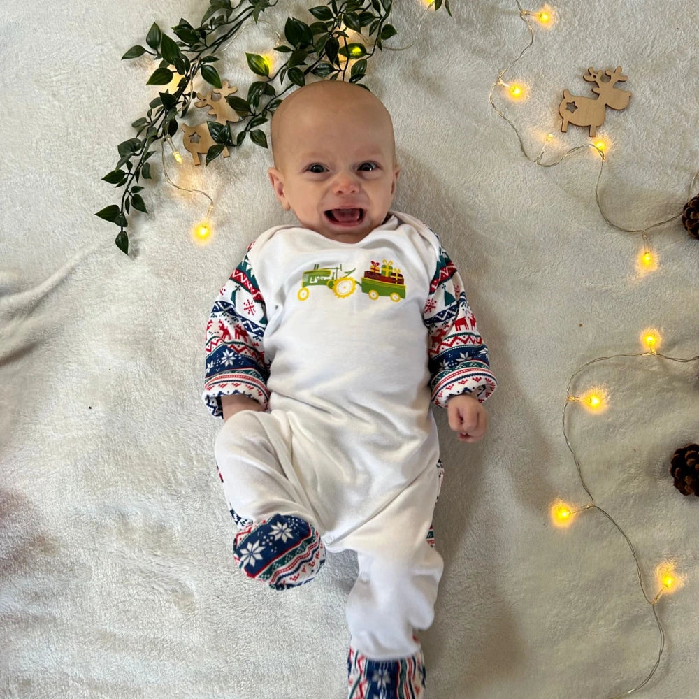 Christmas Vintage Tractor Sleepsuit | Cotswold Baby Co