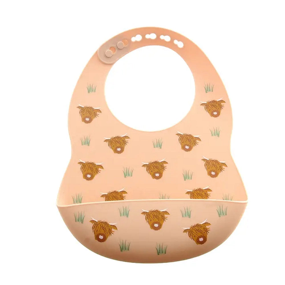 Catch it Silicone Highland Cow Bib| Ziggle Baby