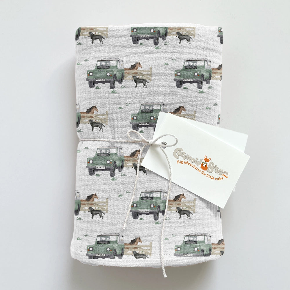 Land Rover Muslin with Teething Ring | Cotswold Baby Co