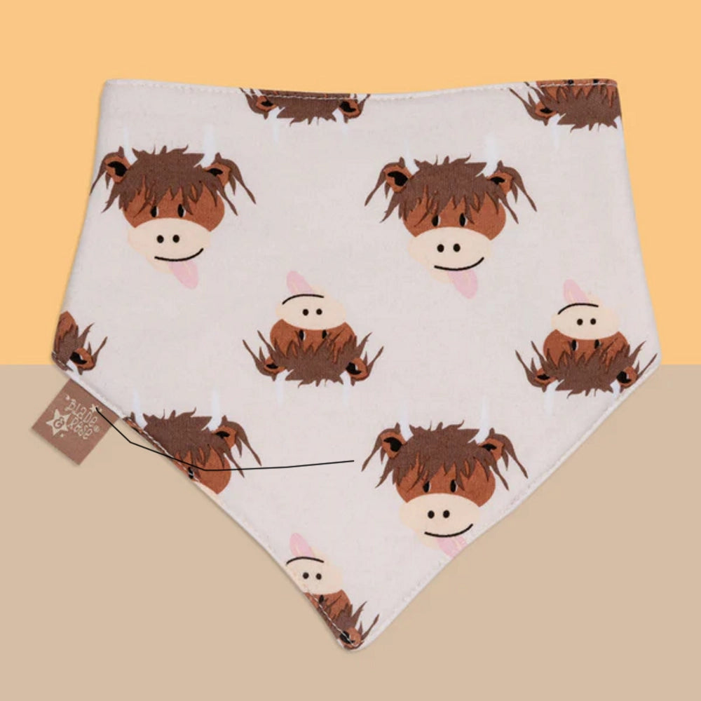 Neutral Highland Cow Baby Bib | Blade & Rose