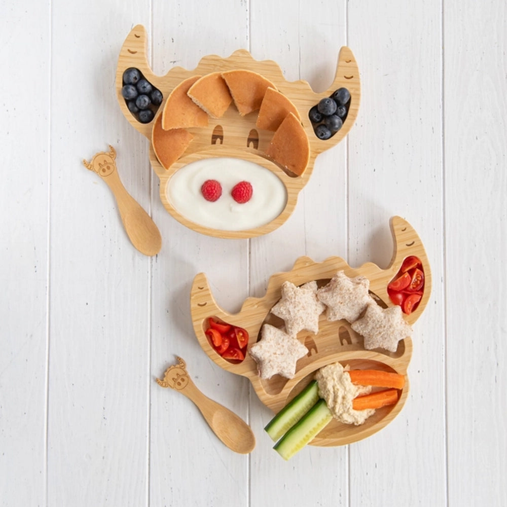 Highland Cow Bamboo Suction Plate| Hairy Coo