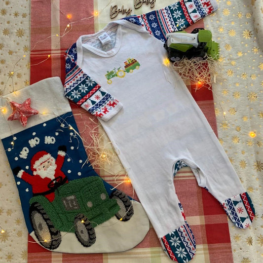 Christmas Vintage Tractor Sleepsuit | Cotswold Baby Co
