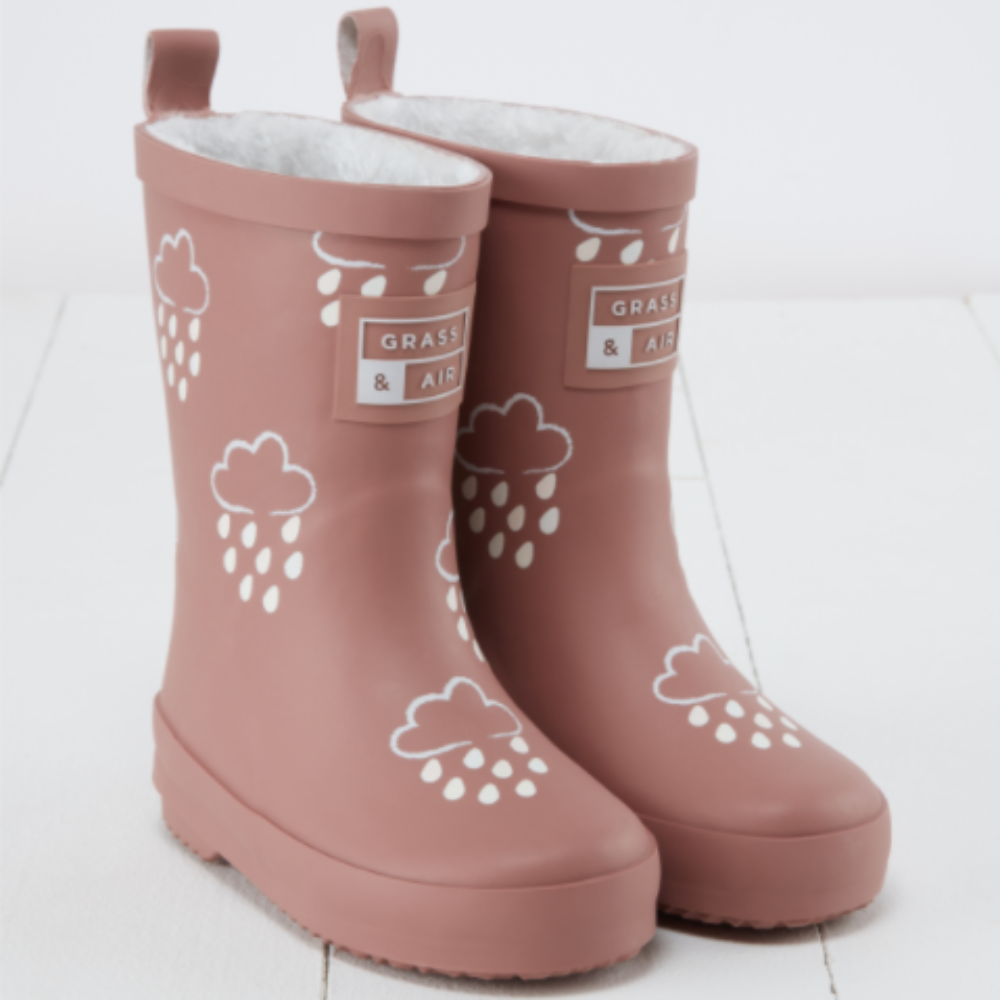 Rose Colour Changing Kids Winter Wellies Grass and Air