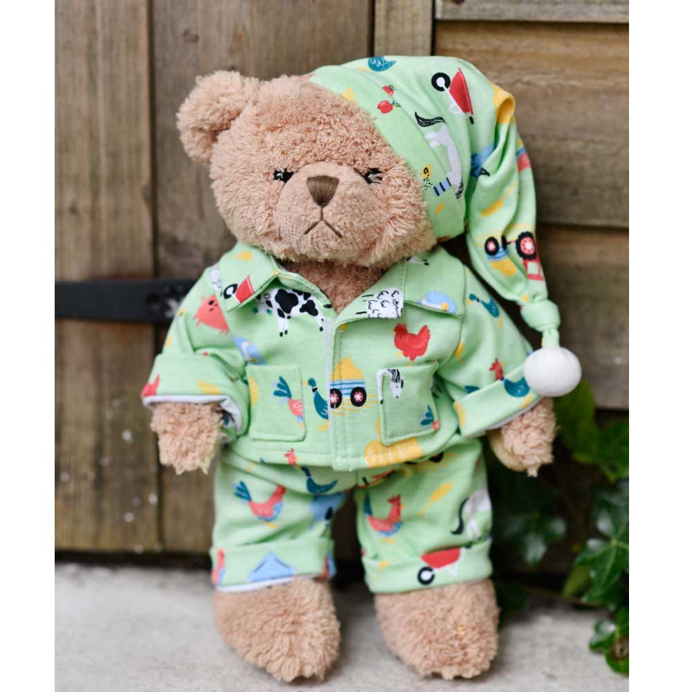 Farmyard Teddy Bear, Teddy with Farmyard Pyjamas, Powell Craft