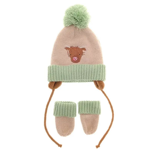 HIghland Cow Wooly Hat & Mittens| Ziggle Baby