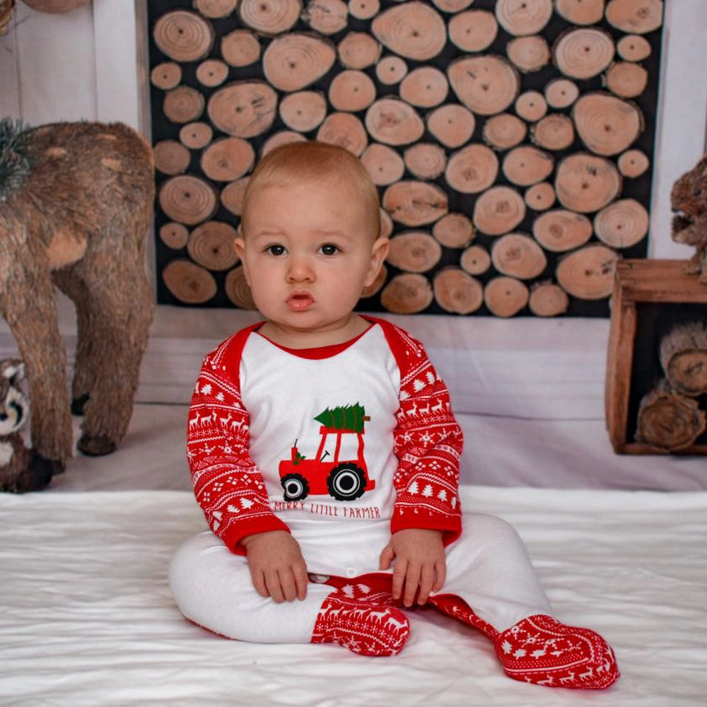 Christmas Red Tractor Sleepsuit | Cotswold Baby Co