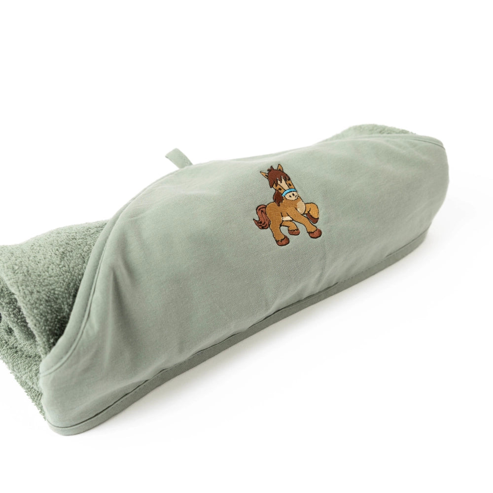 Horse Green Hooded Towel | Cotswold Baby Co