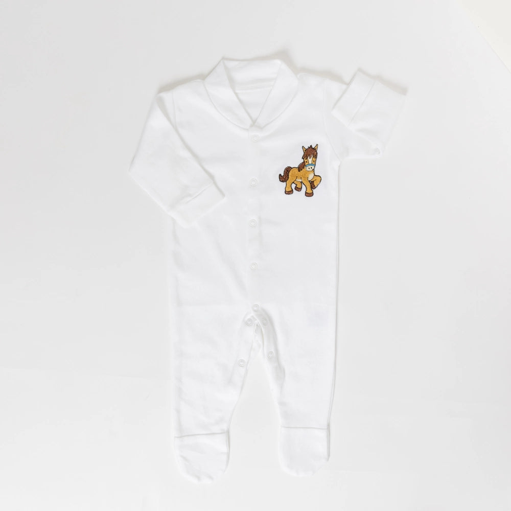 Jimmy Horse Embroidered Sleepsuit | Cotswold Baby Co