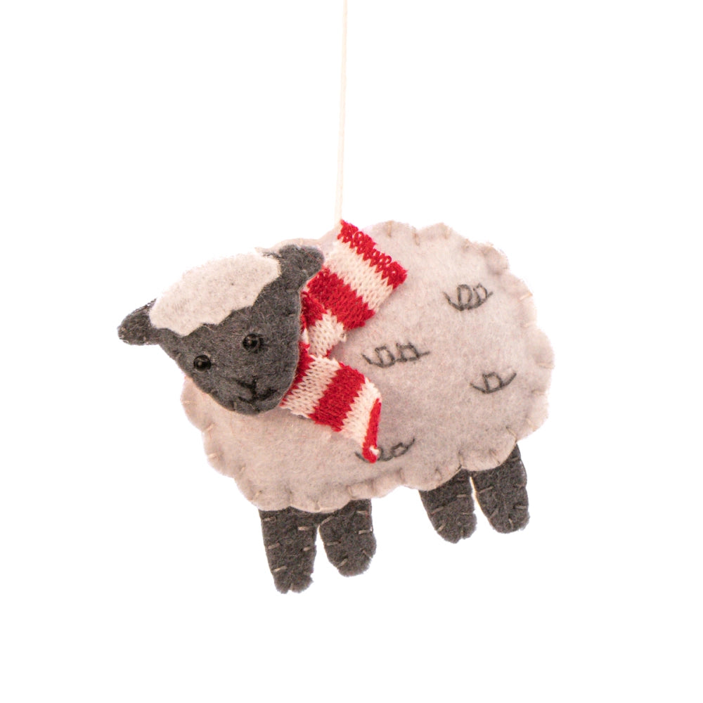 Sheep Felt Christmas Tree Decoration Set of 3