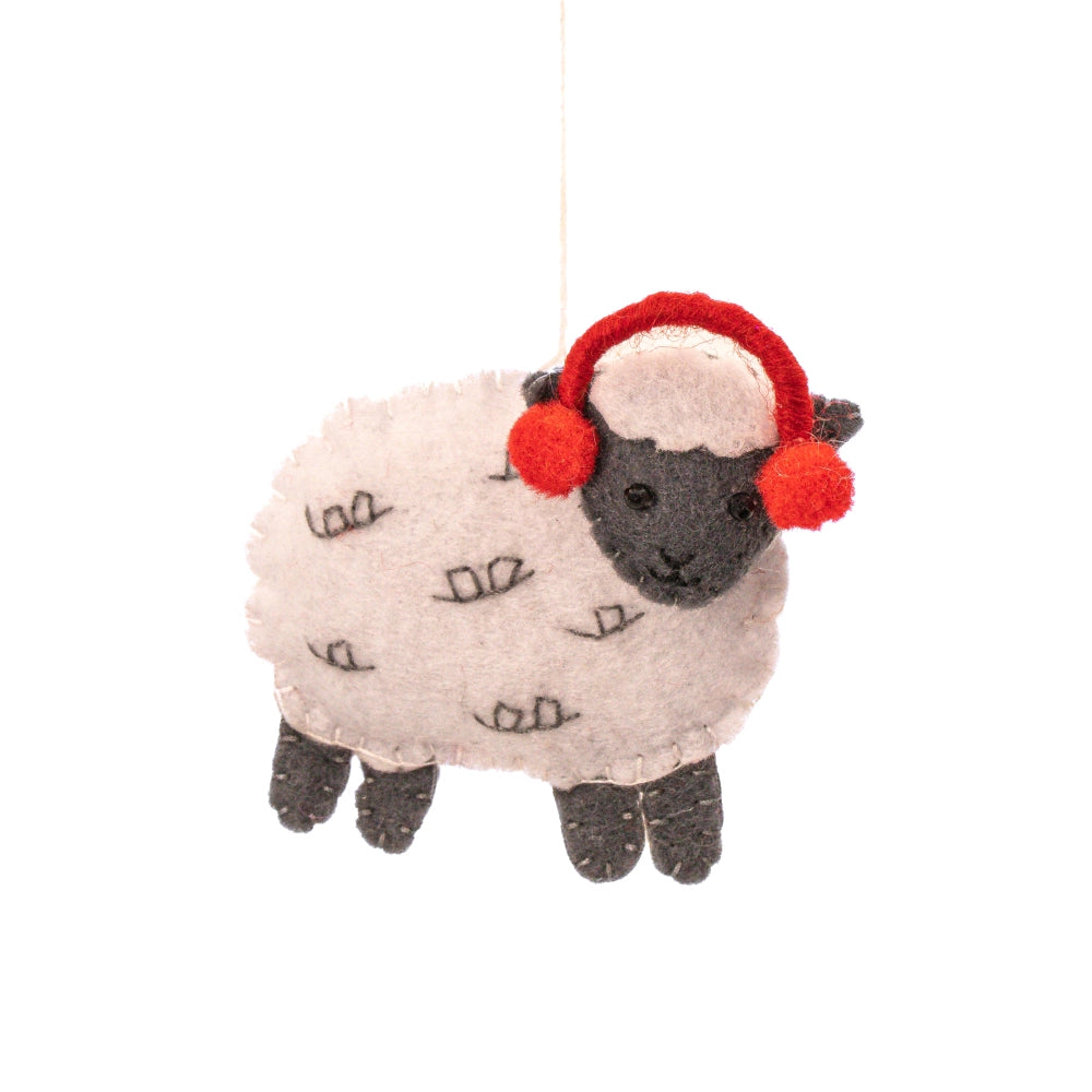 Sheep Felt Christmas Tree Decoration Set of 3