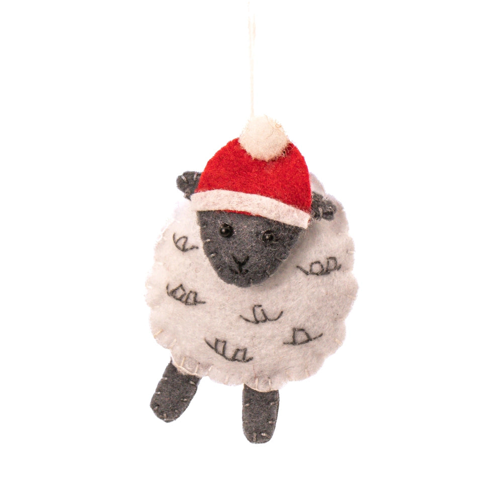 Sheep Felt Christmas Tree Decoration Set of 3