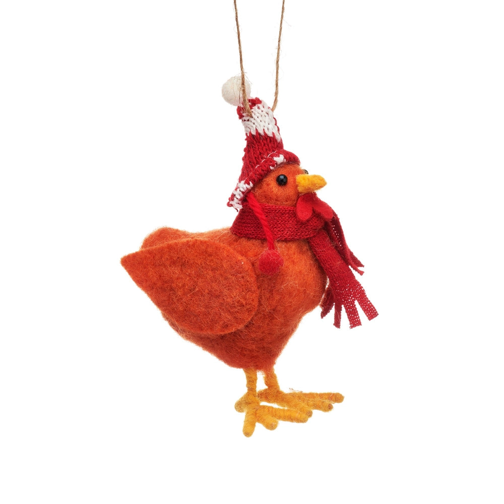 Chicken with Woolly Hat Christmas Tree Decoration