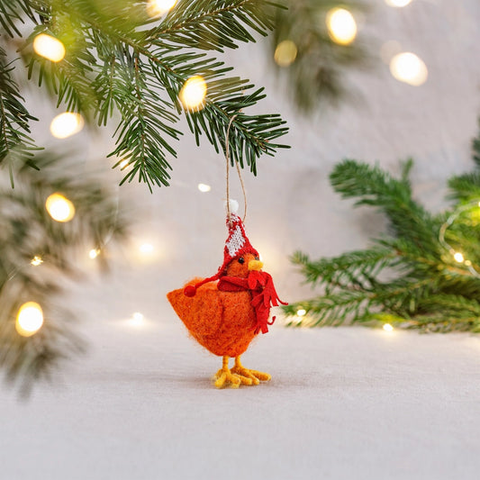 Chicken with Woolly Hat Christmas Tree Decoration
