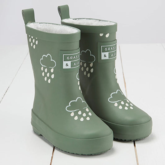 Khaki Colour-Changing Kids Winter Wellies | Grass and Air