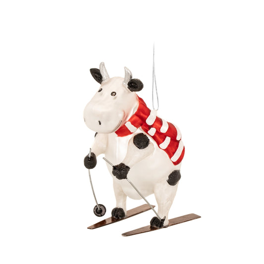 Skiing Cow Christmas Tree Decoration