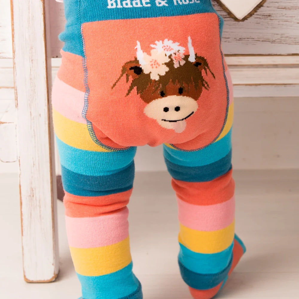 Bonnie Highland Cow Leggings Blade Rose Cotswold Baby Co