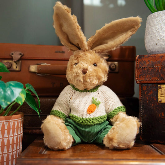 Rabbit Teddy With Hand Knitted Carrot Jumper | Powell Craft