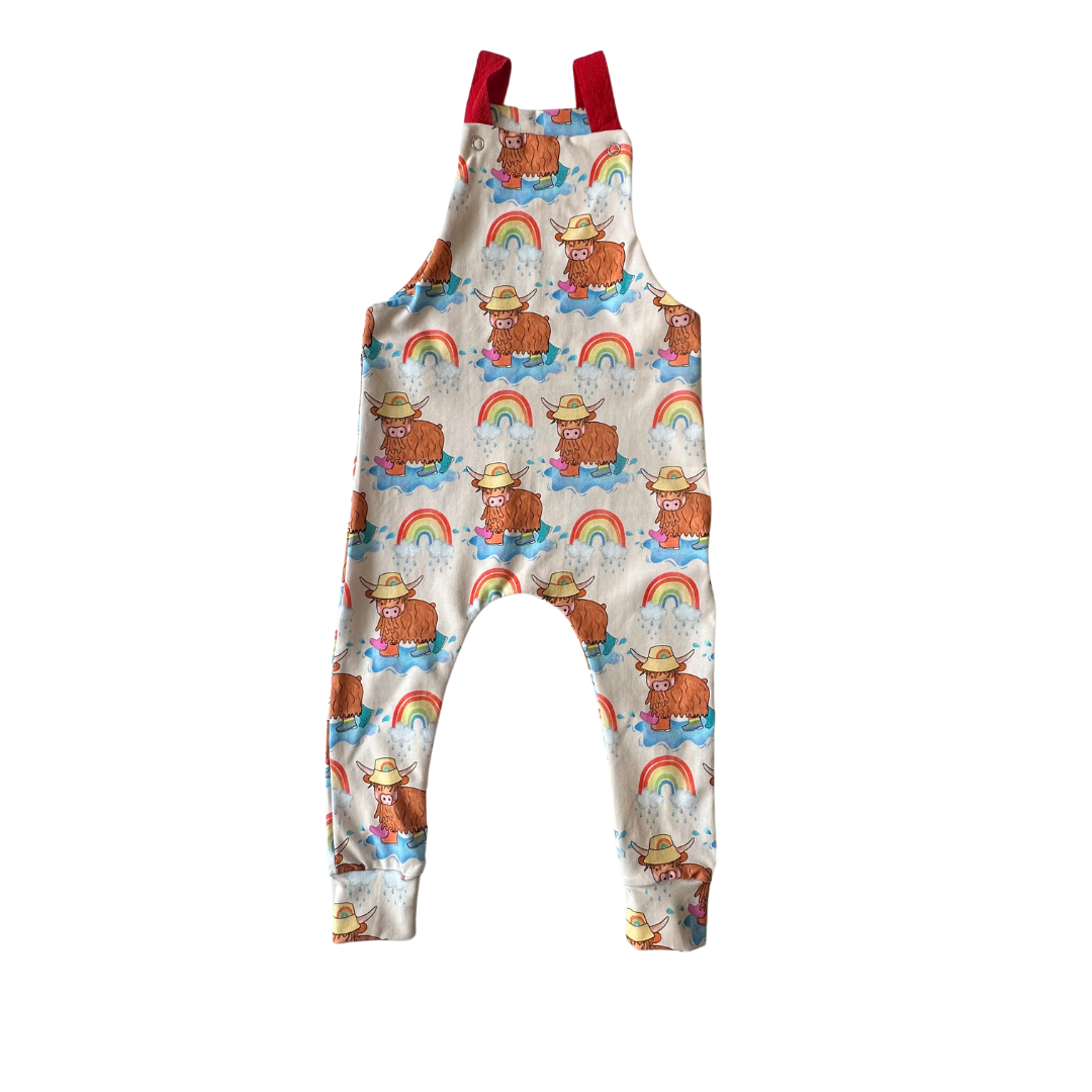 Rainbow Highland Cow Dungarees | Cotswold Baby Co.
