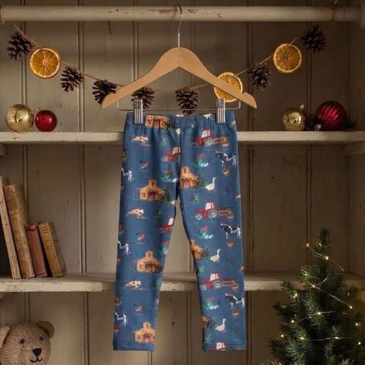Blue Christmas Farm Leggings | Cotswold Baby Co