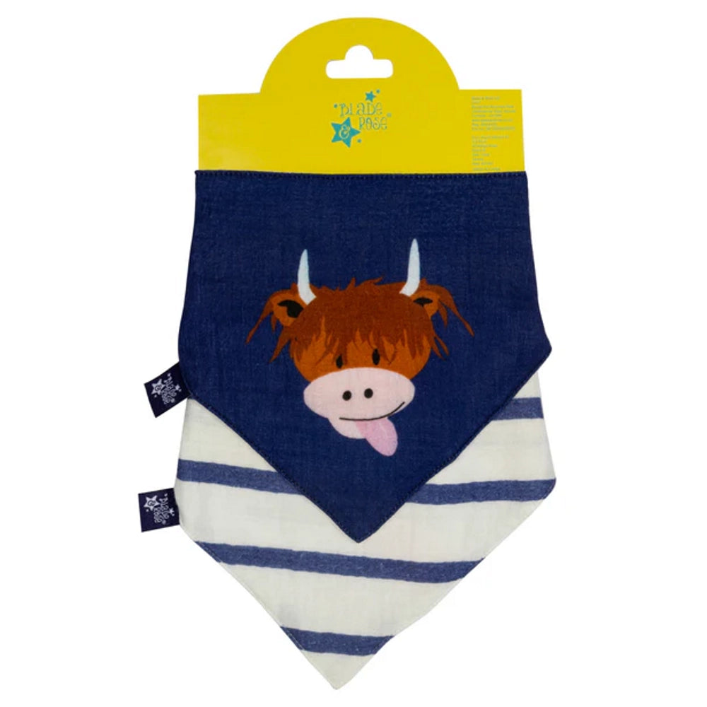 Highland Cow Muslin Baby Bib (Two Pack) | Blade & Rose