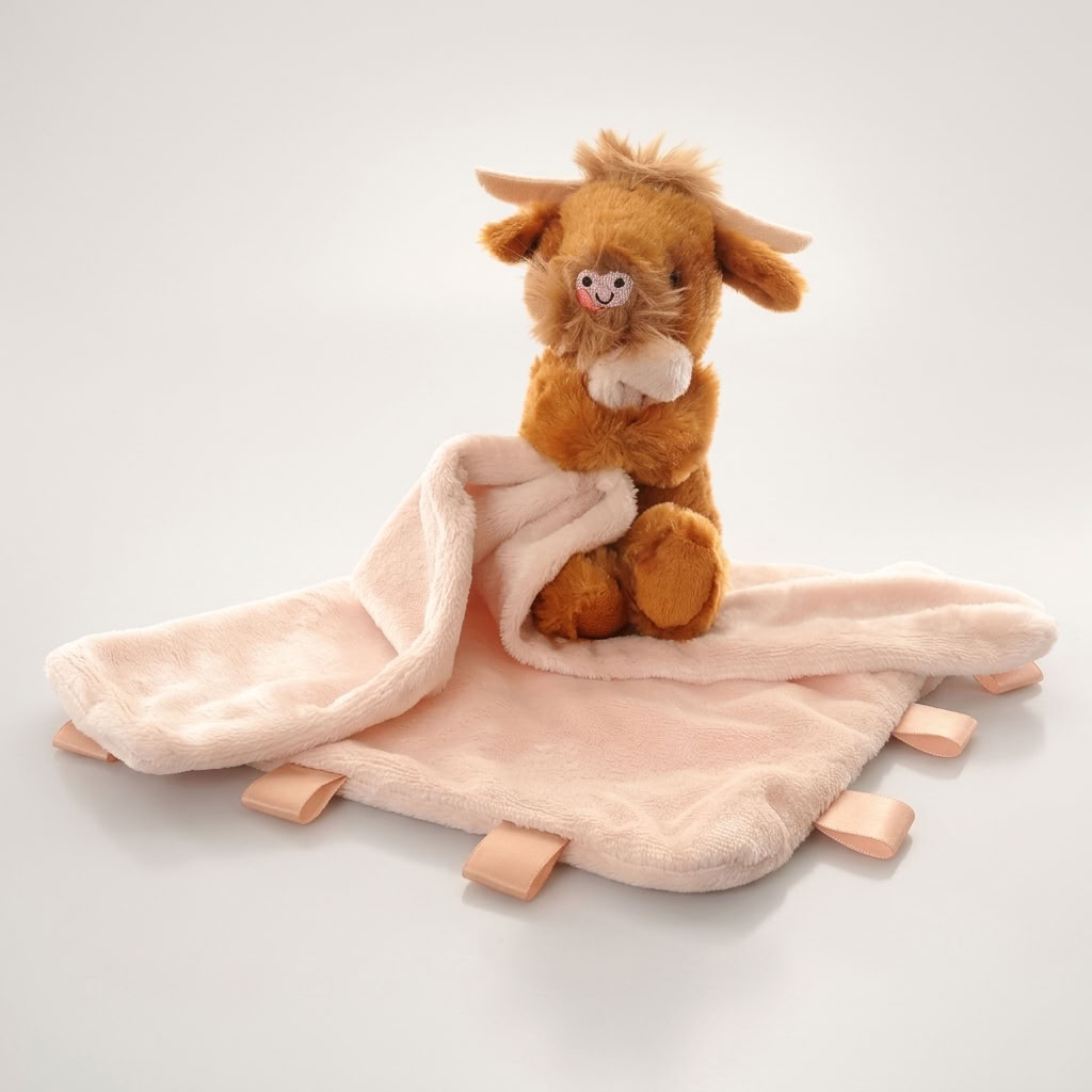 Cream Highland Cow Tag Comforter | Ziggle Baby