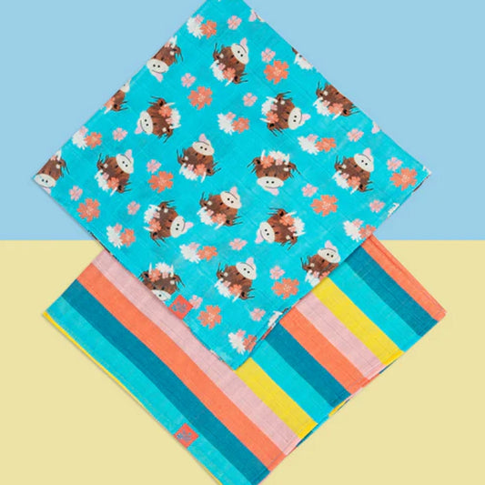Bonnie Highland Cow Muslin Squares (2 pack)