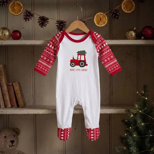 Christmas Red Tractor Sleepsuit | Cotswold Baby Co