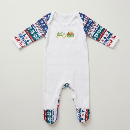 Christmas Vintage Tractor Sleep-suit | Cotswold Baby Co