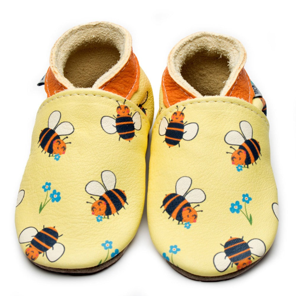 Bee Happy Lemon Leather Shoes by Inch Blue