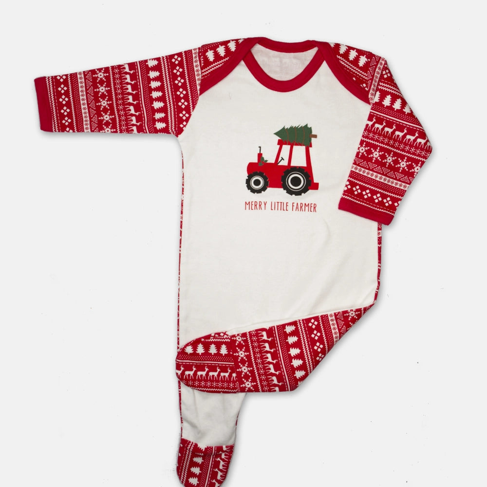 Christmas Red Tractor Sleepsuit | Cotswold Baby Co