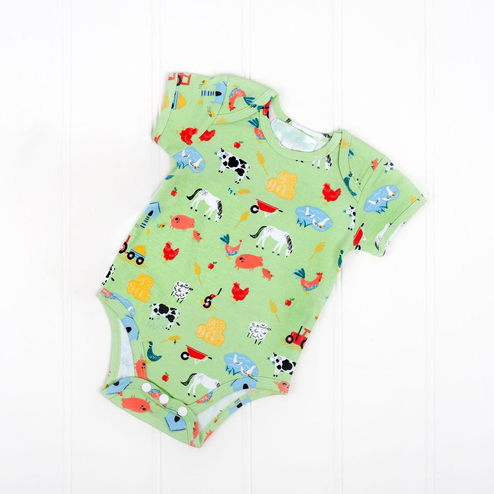 down at the farm baby bodysuit by Powell Craft