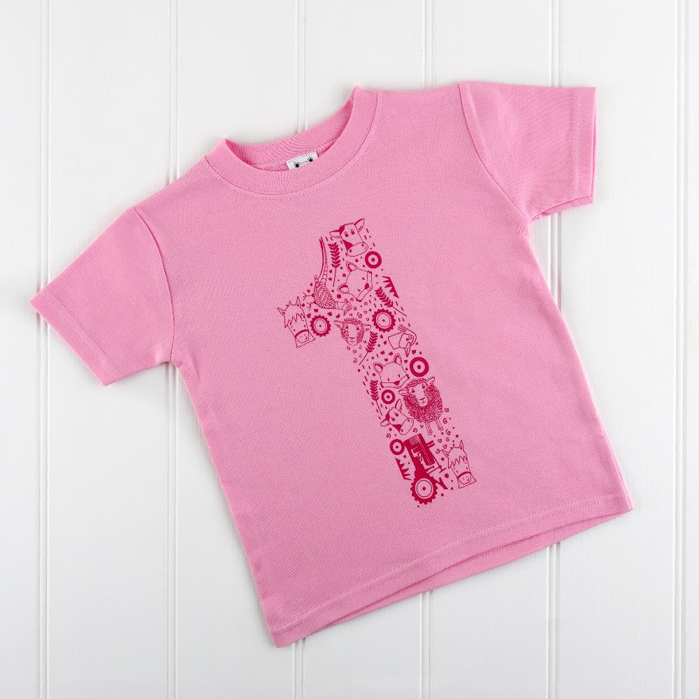 Fun In the Country Number One Baby Pink T-shirt by Cotswold baby co