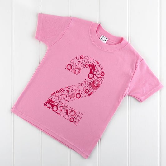 Fun In the Country Number Two Baby Pink T-shirt by Cotswold Baby Co