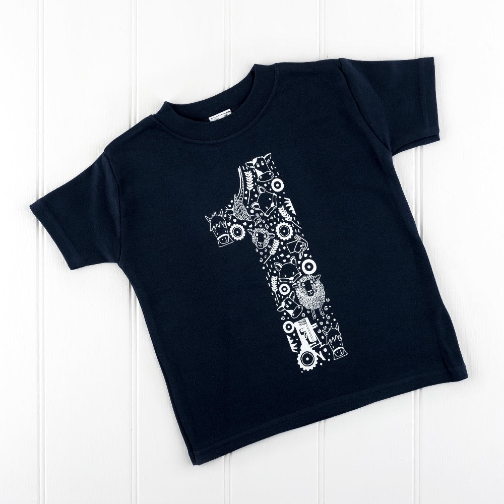 Fun In the Country Number One Navy T-shirt by Cotswold Baby Co