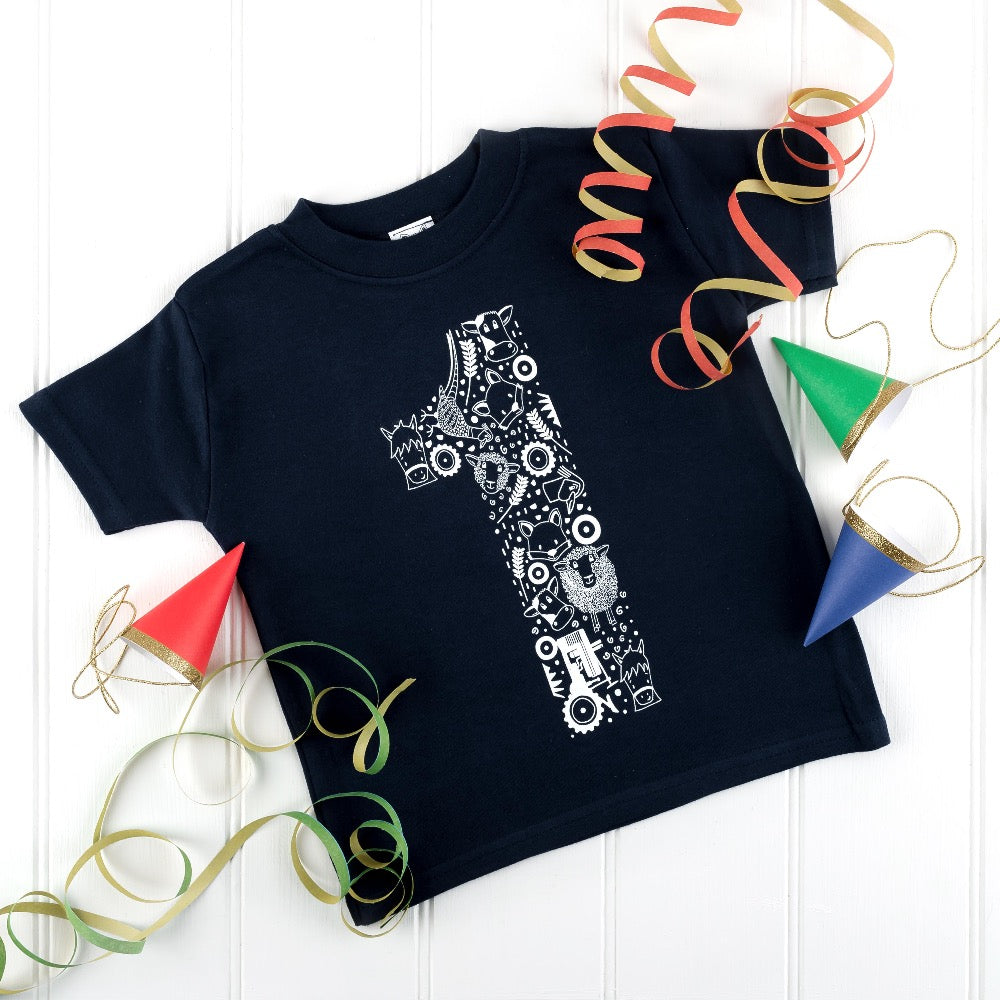 Fun In the Country Number One Navy T-shirt by Cotswold Baby Co