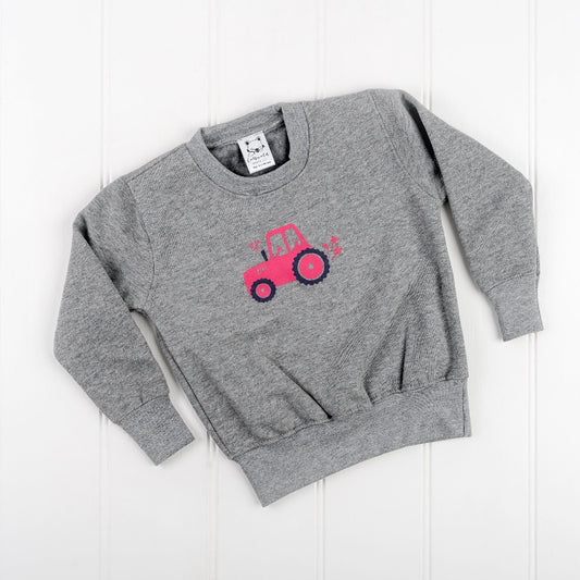 Penelope the Little Pink Tractor Grey Sweatshirt by Cotswold Baby Co.