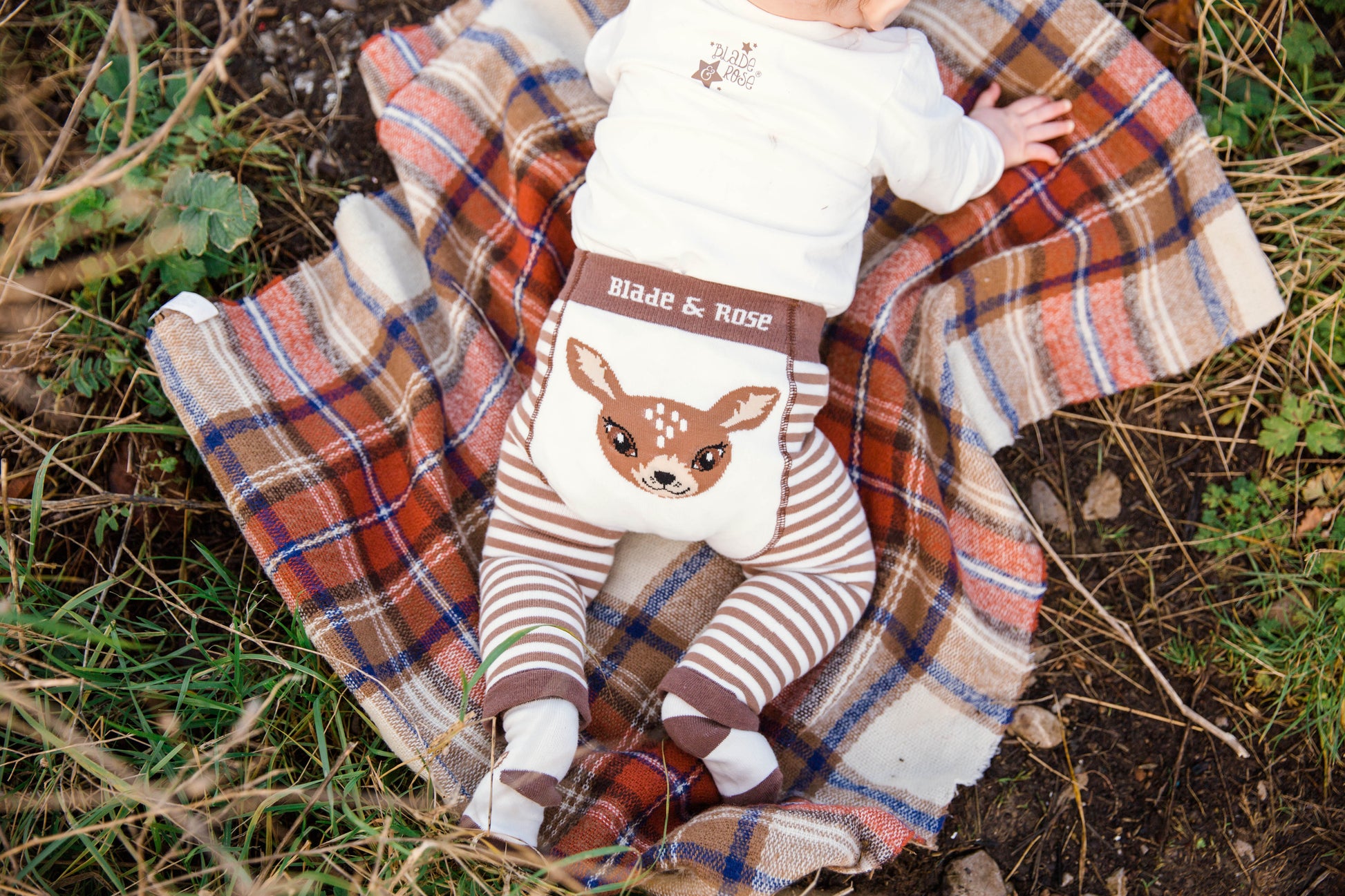 baby in fawn leggings