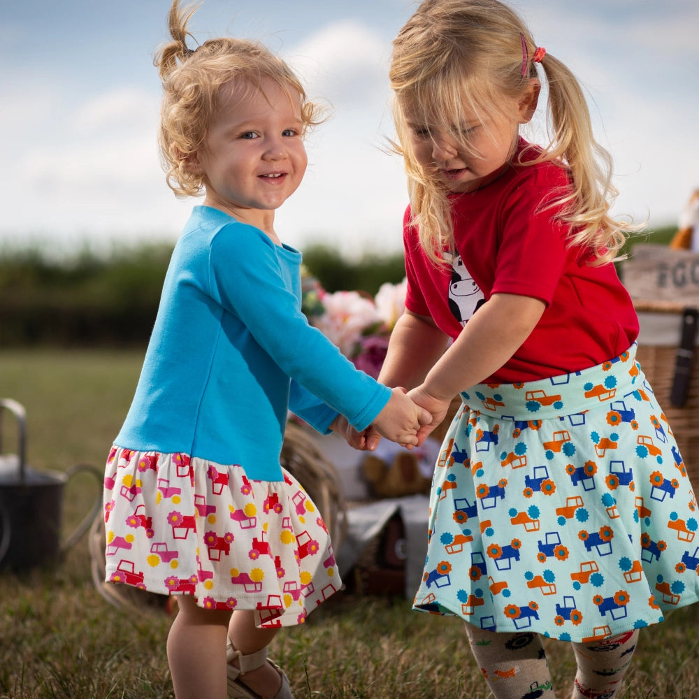 Bright Blue Long Sleeved Tractor Dress