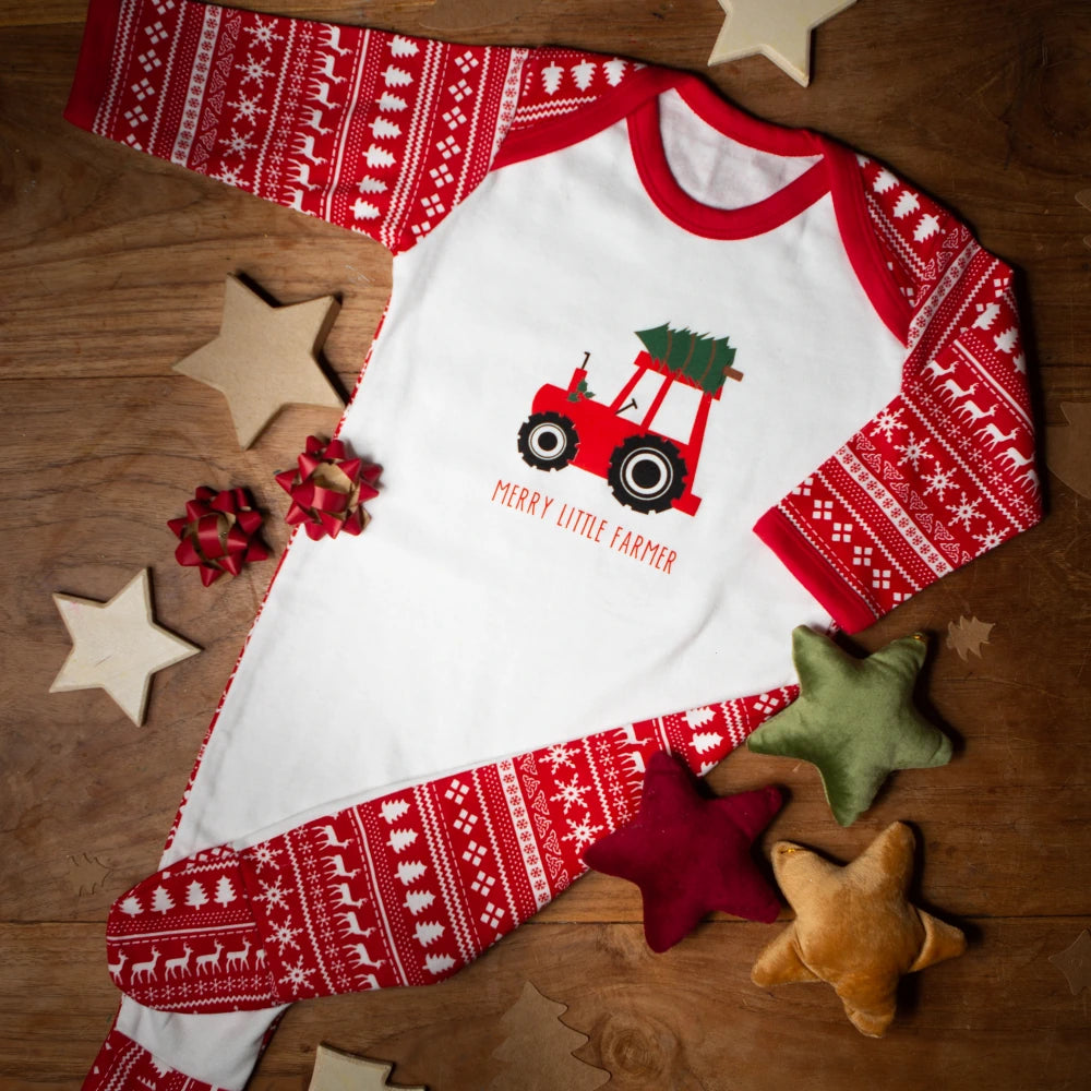 Christmas Red Tractor Sleepsuit | Cotswold Baby Co