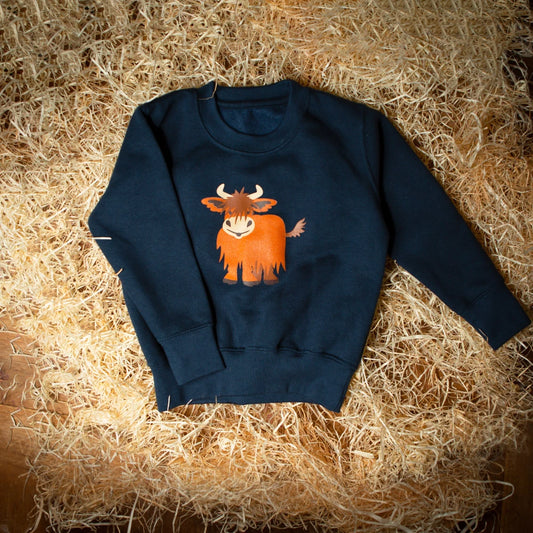 Highland Cow Navy Sweater | Cotswold Baby Co