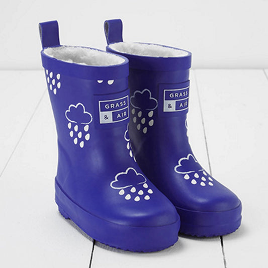 Inky Blue Colour-Changing Kids Winter Wellies | Grass and Air