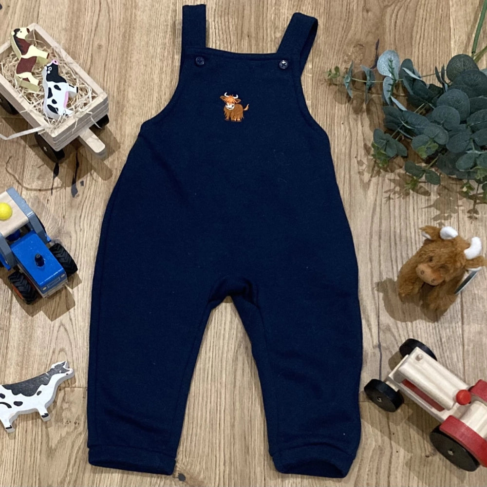 Highland Cow Embroidered Dungarees | Cotswold Baby Co