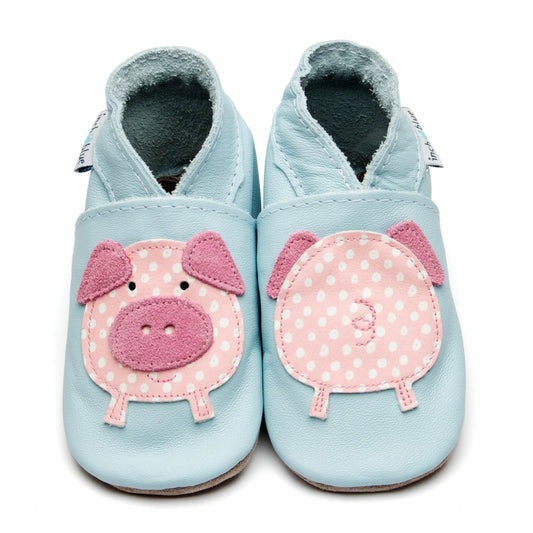 Pig Baby Blue Leather Shoes | Inch Blue