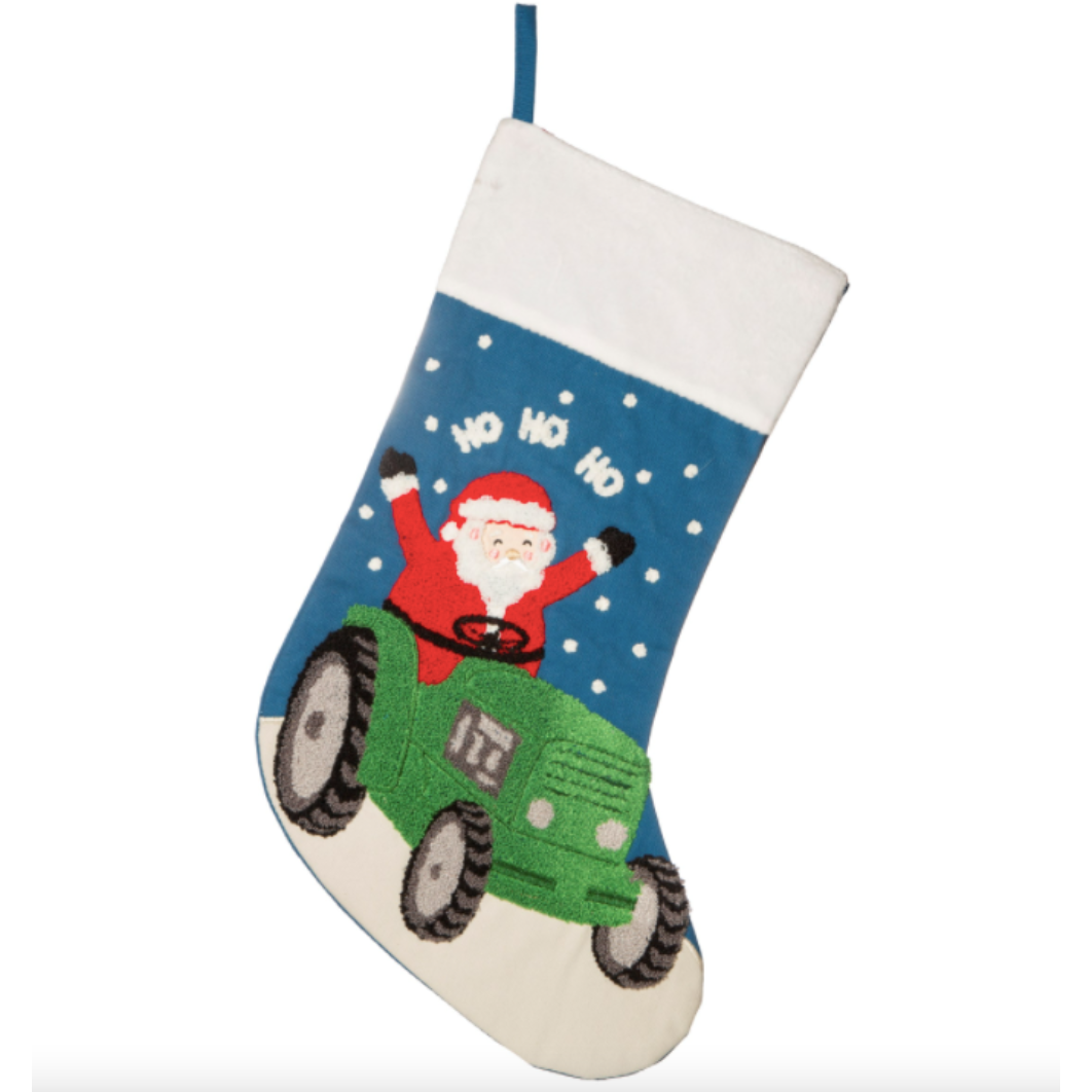 Santa's Tractor Stocking by Sass & Belle