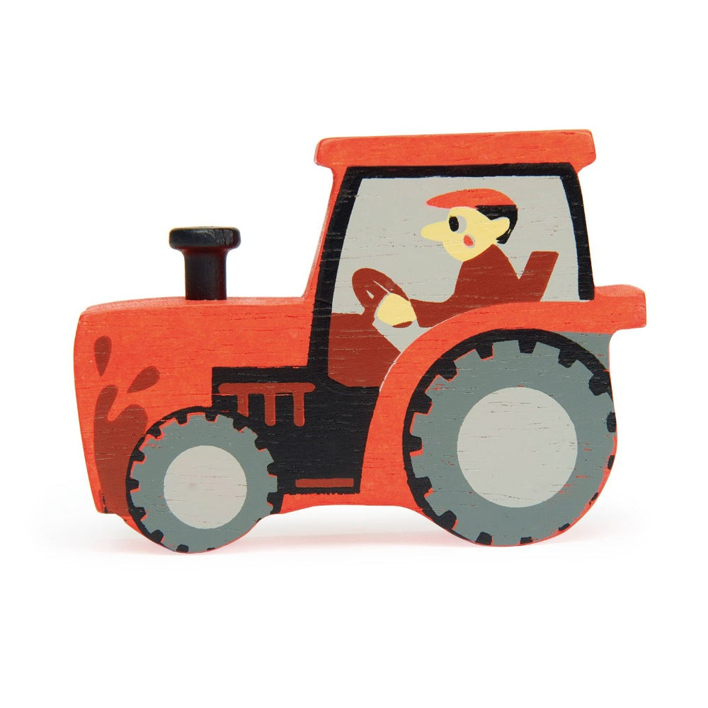 Wooden Red Tractor by Tenderleaf Toys