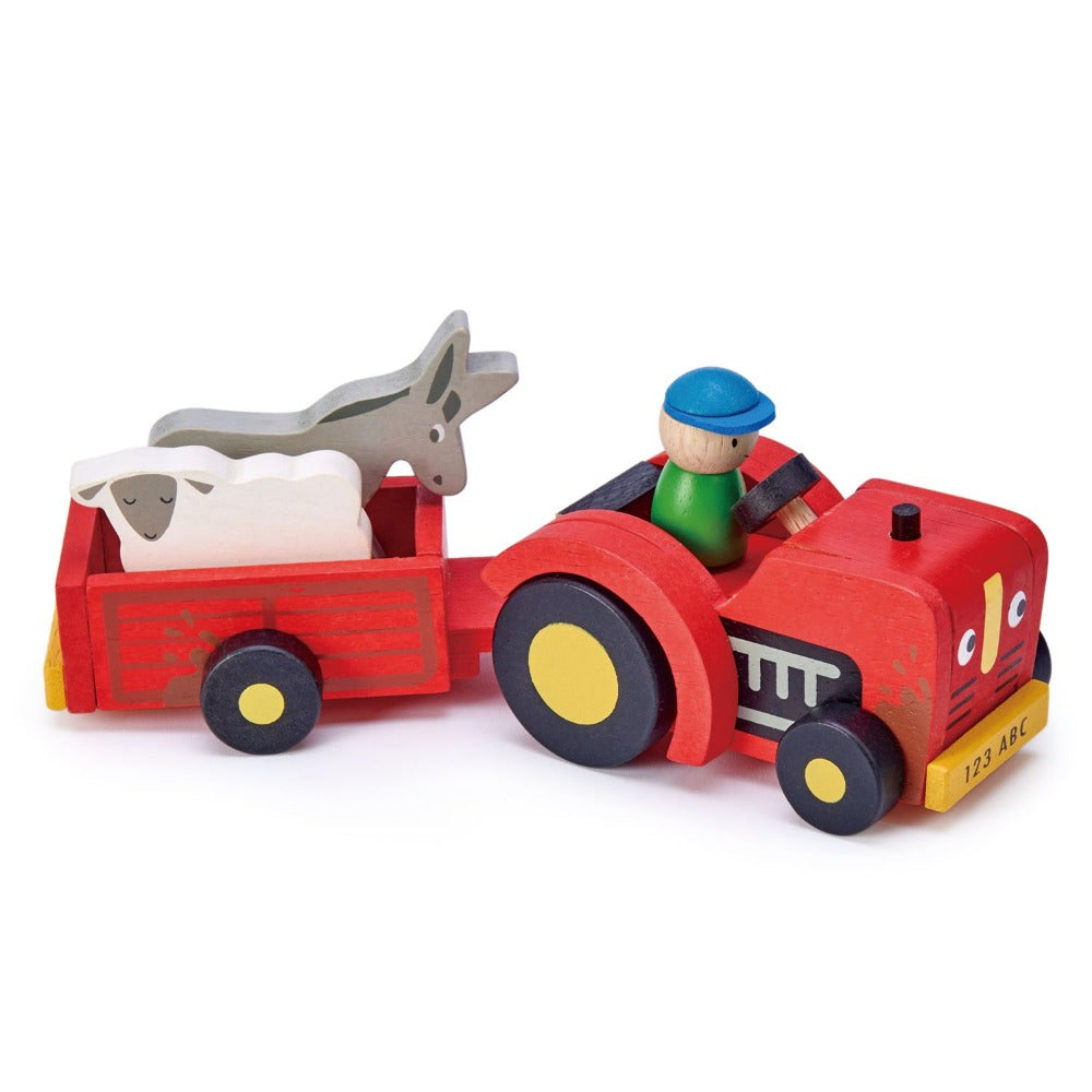 Wooden Tractor & Trailer by Tenderleaf Toys
