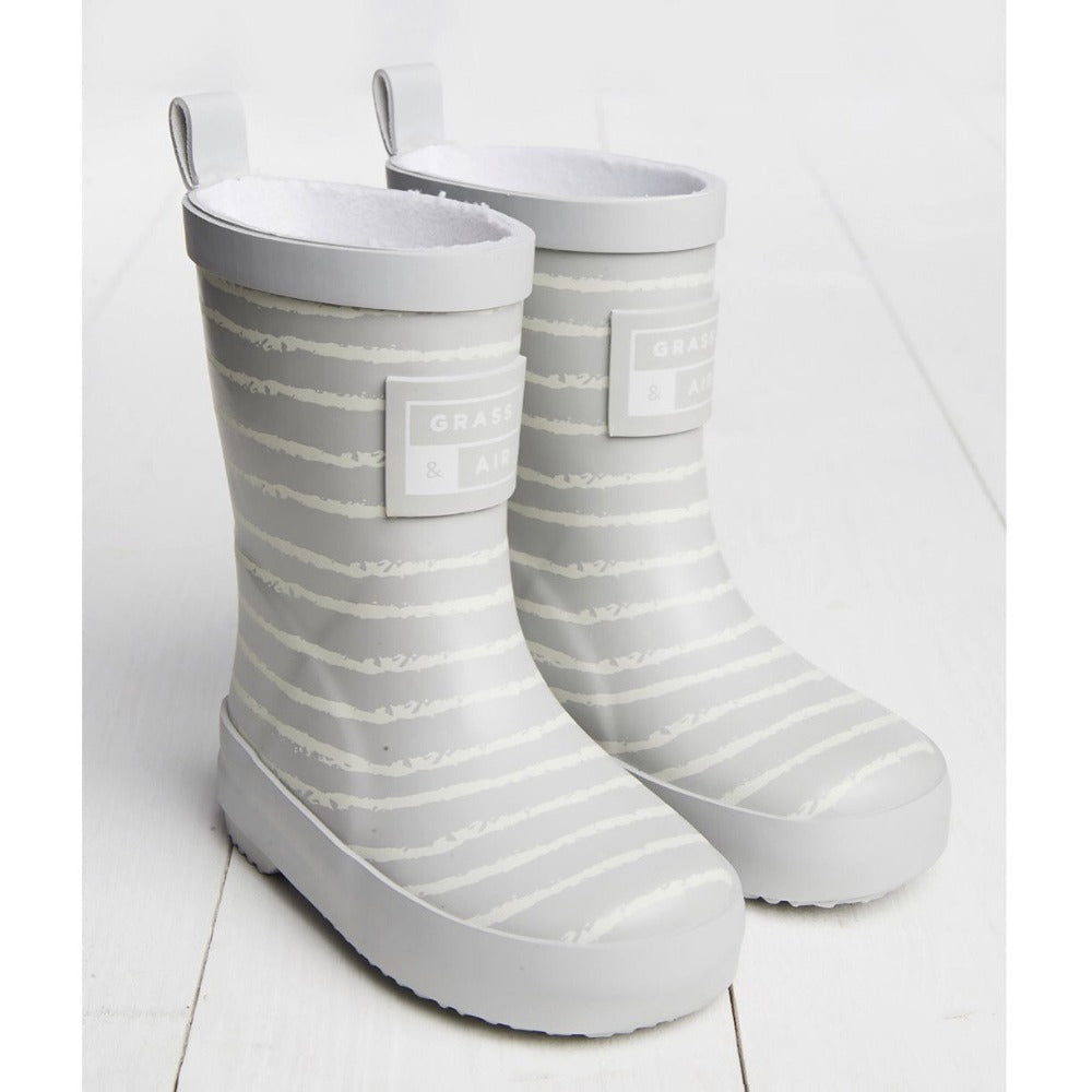 Grey Breton Stripe Kids Wellies | Grass and Air | Cotswold Baby Co