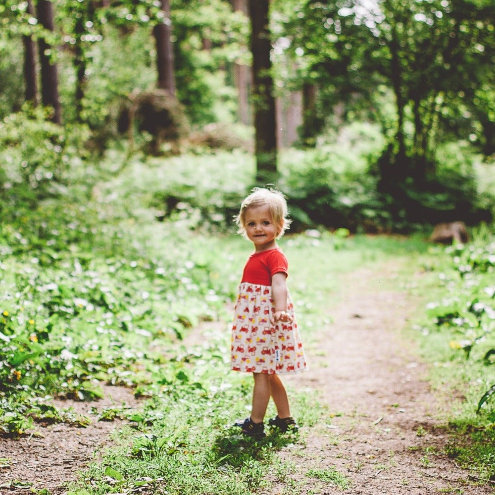 Red Short Sleeve Tractor Dress